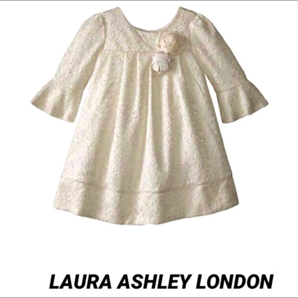 LAURA ASHLEY LONDON IVORY LACE BELL SLEEVE DRESS - Picture 2 of 8
